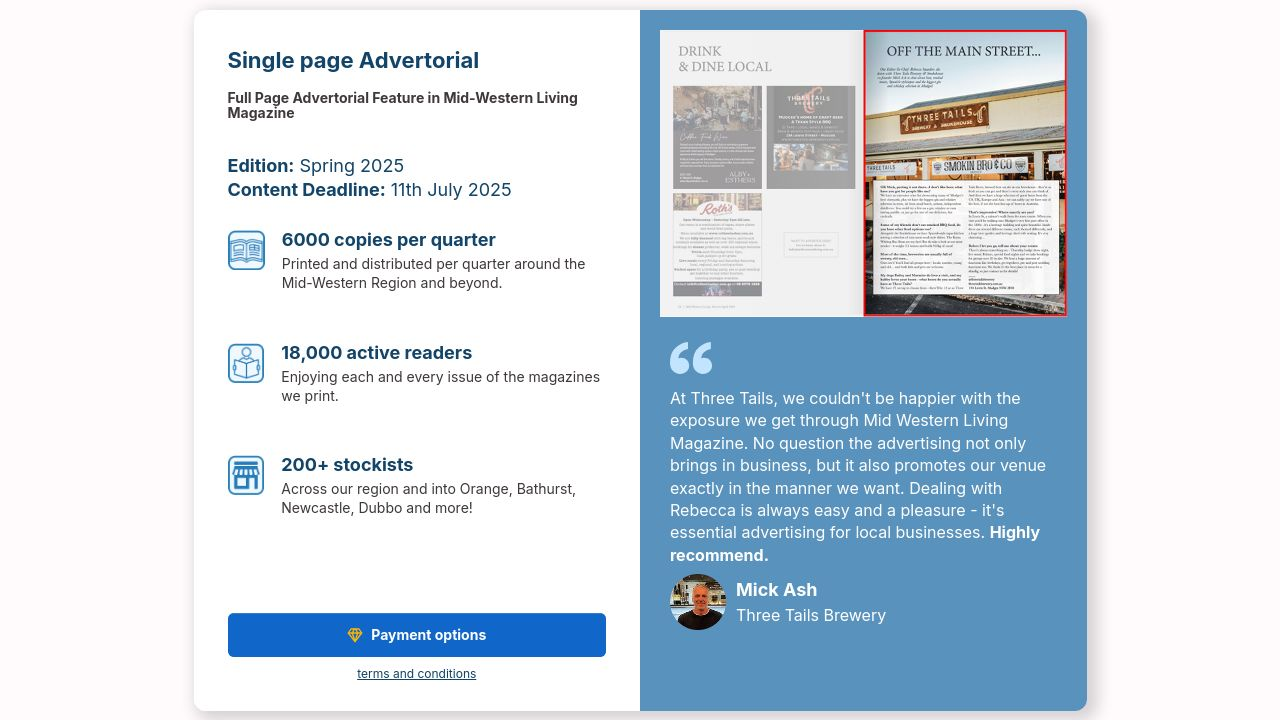 Mid-Western Living editorial offer page