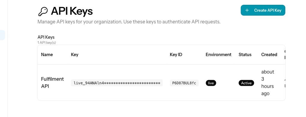 The Numi API keys settings screen for developer handoff.